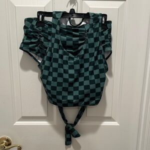 Green Checkered Cropped Tankini